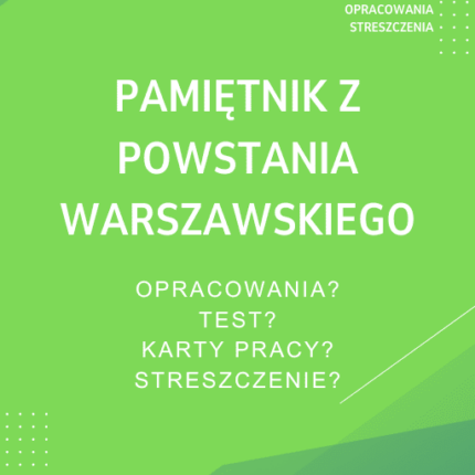 Pamiętnik z Powstania Warszawskiego Sprawdziany, Opracowanie, Notatki