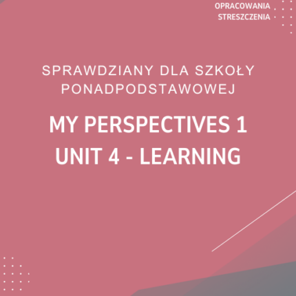 4. Learning SPRAWDZIAN ODPOWIEDZI My Perspectives 1