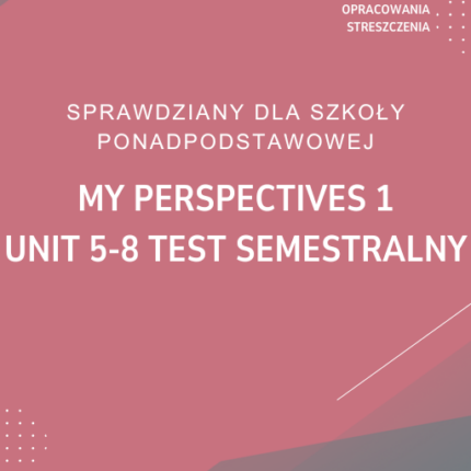 My Perspectives 1 Unit 5-8 Test semestralny