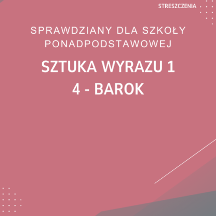 4. Barok SPRAWDZIAN ODPOWIEDZI Sztuka wyrazu 1